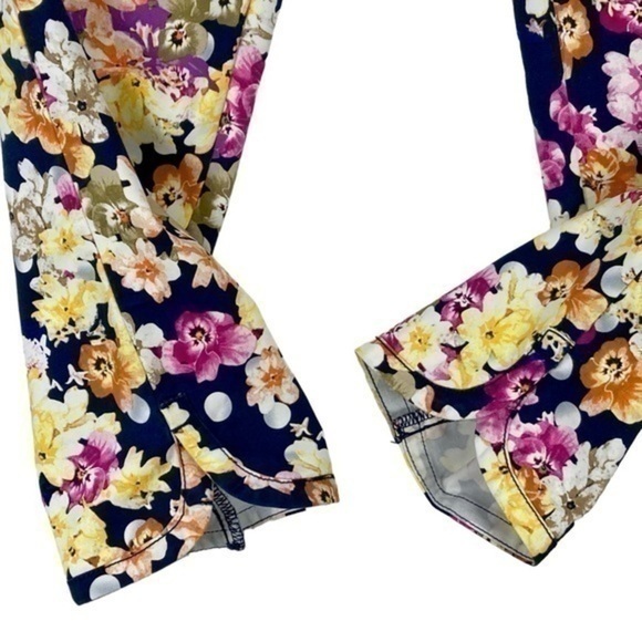 Anthropologie Cartonnier Pants Womens Sz 8 Navy Blue Floral Print Ankle Trousers - Picture 5 of 13